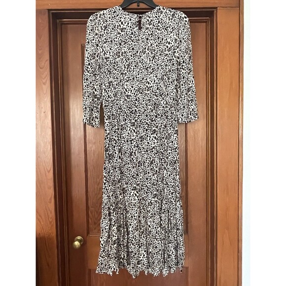A New Day Dress Medium Black Animal Print Shift Scoop 3/4 Sleeve Women New - Picture 7 of 9